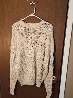 Dear John Zella Mesh Front Sweater In Cream Flower Basket